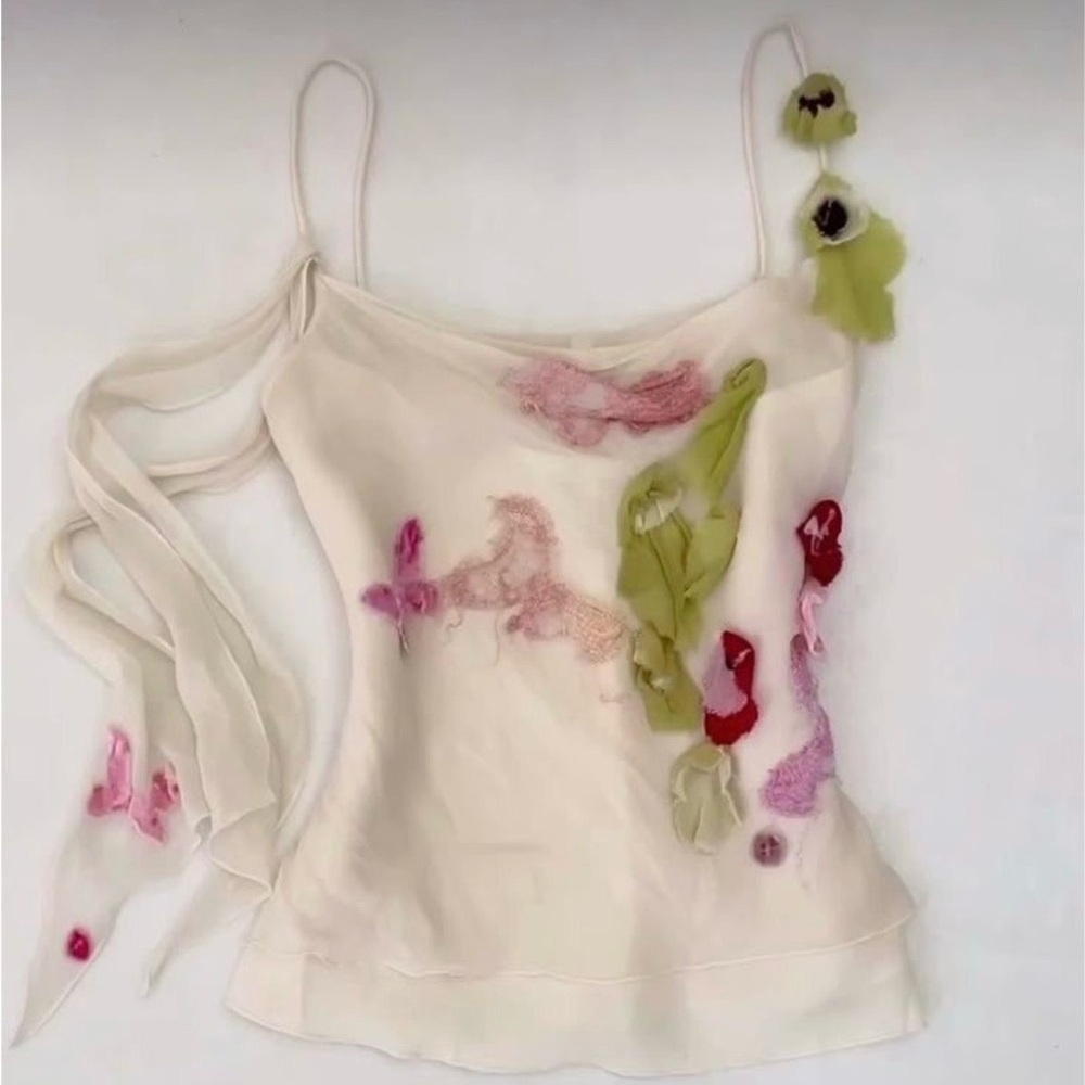 Floral Embellished Cream Top